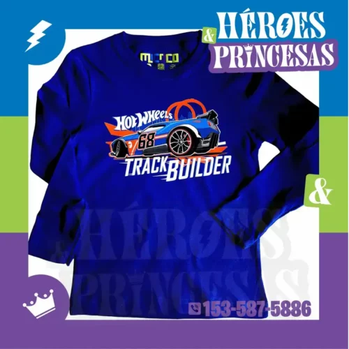 Remera de mangas largas para chicos con diseño Hot Wheels Track Builder. Cómoda, temática y exclusiva.